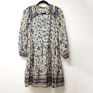 Sea New York Tunic Dress Doe Print Silk Long Sleeve Floral Print Boho